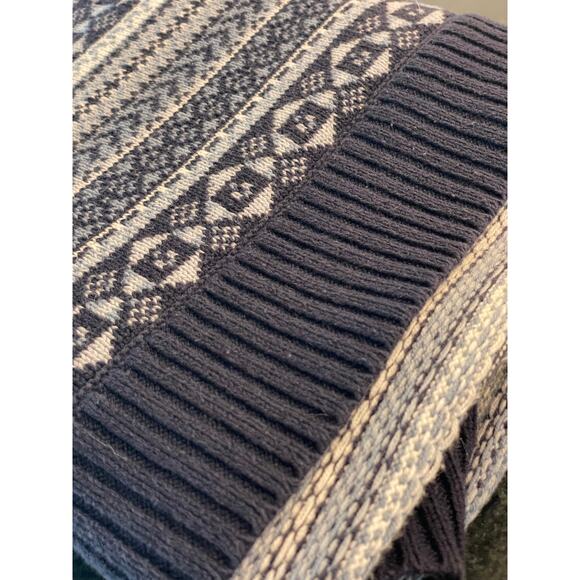 Liz Claiborne Fair Isle open front cardigan Navy  blue XL - Picture 6 of 12